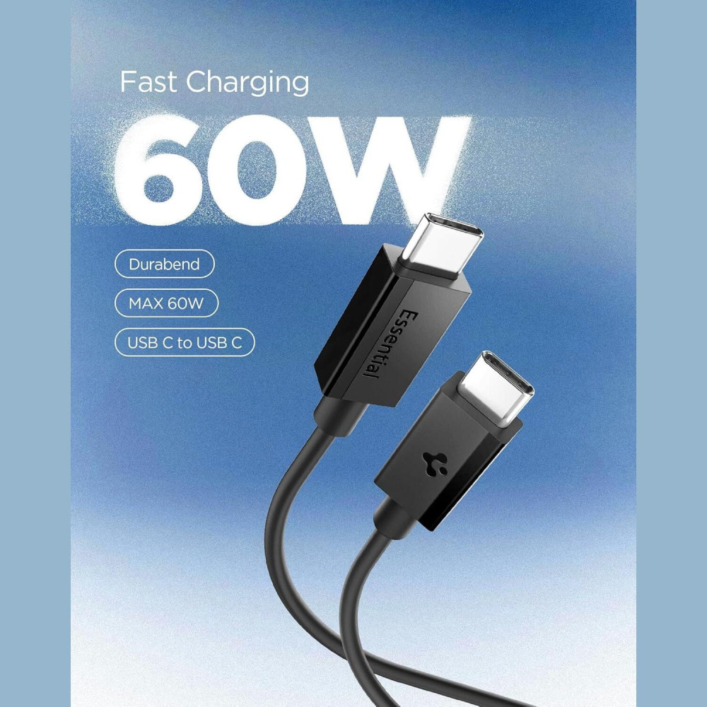 Καλώδιο Type-C Spigen Essential EB6020CC Φόρτισης & Μεταφοράς Δεδομένων σε Type-C 200cm 60W - Black (ACA08720)