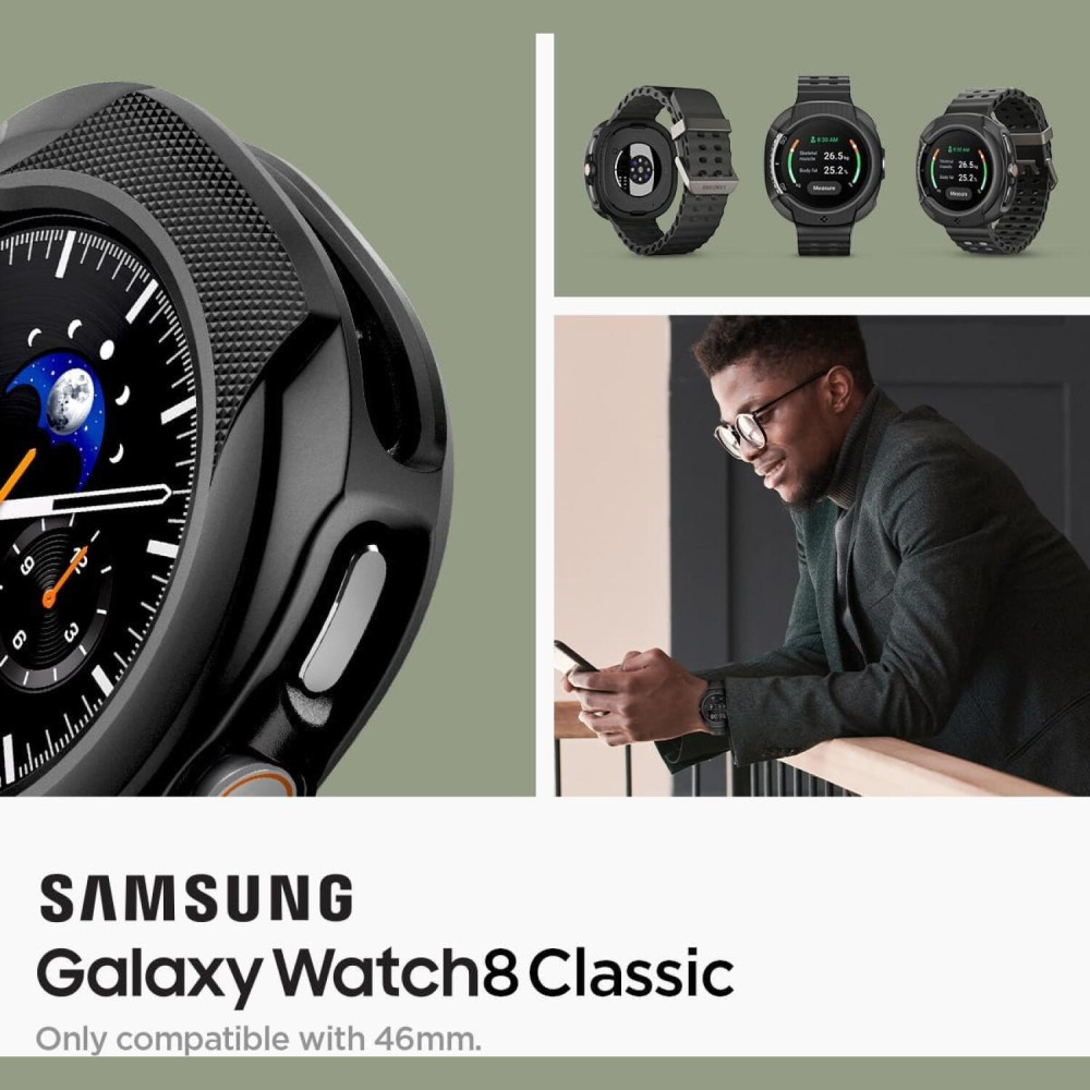 Θήκη Samsung Galaxy Watch 8 Classic 46mm Spigen Liquid Air Σιλικόνης - Matte Black (ACS09841)
