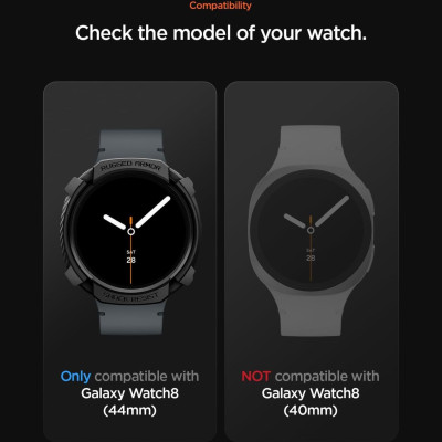 Θήκη Samsung Galaxy Watch 8 44mm Spigen Rugged Armor Ανθεκτική Σιλικόνης - Matte Black (ACS10006)