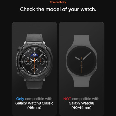 Θήκη Samsung Galaxy Watch 8 Classic 46mm Spigen Rugged Armor Ανθεκτική Σιλικόνης - Matte Black (ACS10012)