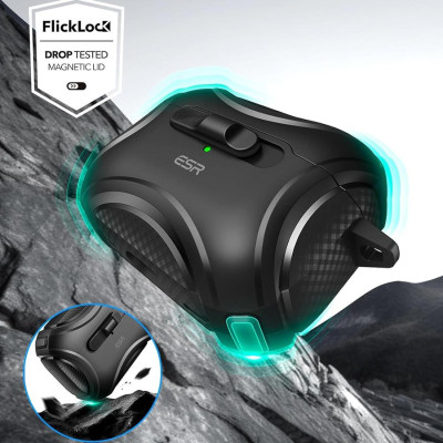 Θήκη AirPods Pro 2nd Gen / 1st Gen ESR Cyber FlickLock HaloLock Ανθεκτική με MagSafe - Black (4894240195239)