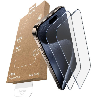 Tempered Glass iPhone 15 Pro Max Nekit Pure Premium Ανθεκτικό 9Η+ Full Face Αντιχαρακτικό Γυαλί Προστασίας Οθόνης με Απλικατέρ 2 Τεμάχια - Black (8719246480003)