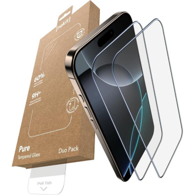 Tempered Glass iPhone 16 Pro Nekit Pure Premium Ανθεκτικό 9Η+ Full Face Αντιχαρακτικό Γυαλί Προστασίας Οθόνης με Απλικατέρ 2 Τεμάχια - Black (8719246480058)