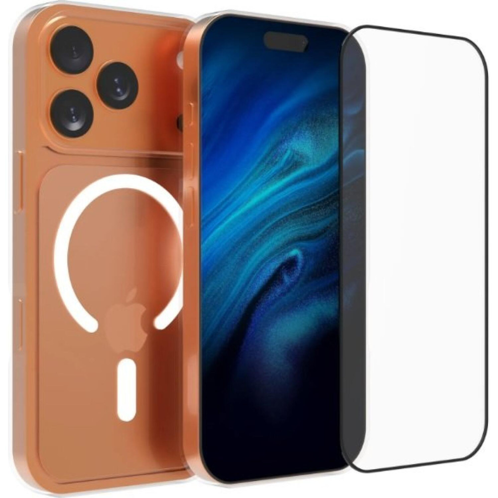 Θήκη & Tempered Glass iPhone 17 Pro Max Vivid Set MagSafe Hybrid Case Σετ Διάφανη Σκληρή με MagSafe & Full Face Αντιχαρακτικό Γυαλί Προστασίας Οθόνης - Transparent / Black (CS-MGS TR 1-2508004)