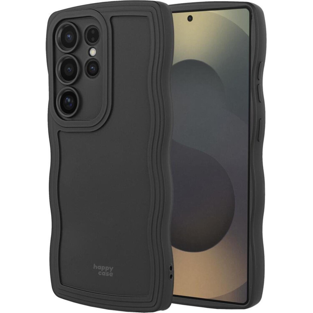 Θήκη Samsung Galaxy S25 Ultra HappyCase Wavy Σιλικόνης - Black (8719246478109)