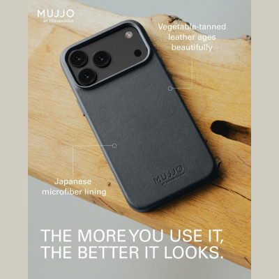 Θήκη iPhone 17 Pro Max MUJJO by Troubadour Full Leather Case Δερμάτινη με MagSafe - Basalt (MUJJO-CL-063-BS)