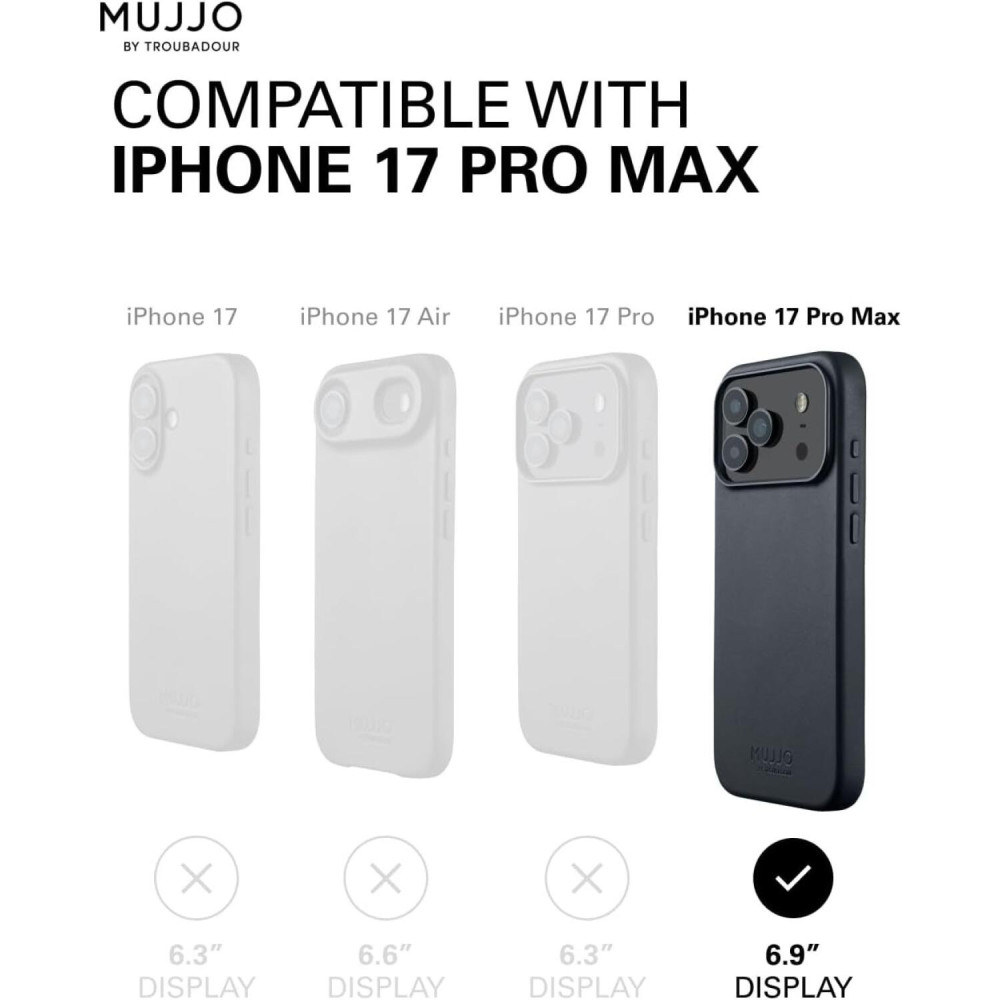 Θήκη iPhone 17 Pro Max MUJJO by Troubadour Full Leather Case Δερμάτινη με MagSafe - Basalt (MUJJO-CL-063-BS)
