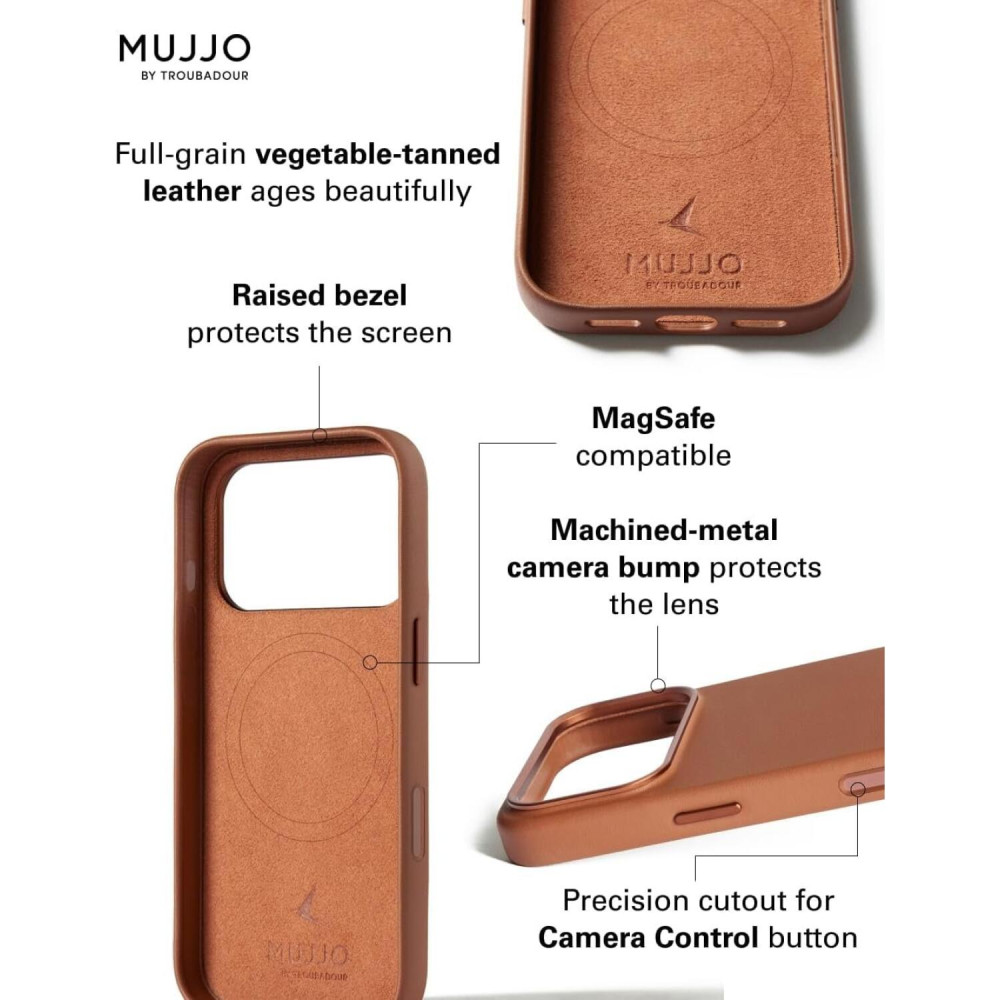 Θήκη iPhone 17 Pro MUJJO by Troubadour Full Leather Case Δερμάτινη με MagSafe - Tan (MUJJO-CL-061-TN)