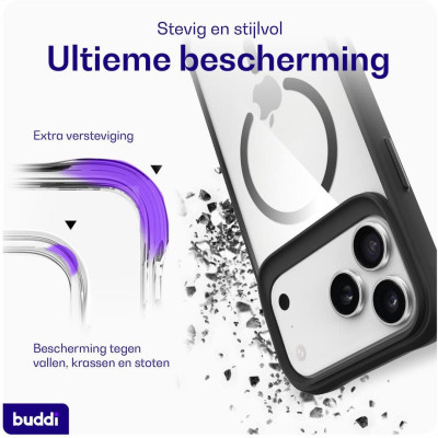 Θήκη iPhone 17 Pro Max Buddi Hybrid Σκληρή Διάφανη με MagSafe - Transparent / Black (8719246492563)