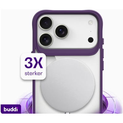 Θήκη iPhone 17 Pro Max Buddi Hybrid Σκληρή Διάφανη με MagSafe - Transparent / Purple (8719246492594)