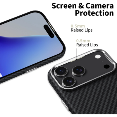 Θήκη iPhone 17 Pro Max Tech-Protect Ion Carbon Σκληρή με MagSafe - Black / Silver (5906302330362)