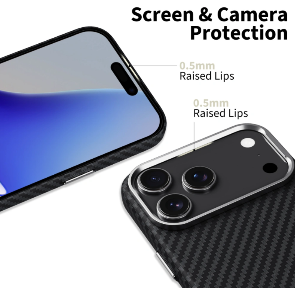 Θήκη iPhone 17 Pro Tech-Protect Ion Carbon Σκληρή με MagSafe - Black / Silver (5906302330355)