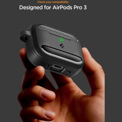 Θήκη AirPods Pro 3rd Gen Spigen Rugged Armor Ανθεκτική Σιλικόνης - Matte Black (ACS09822)