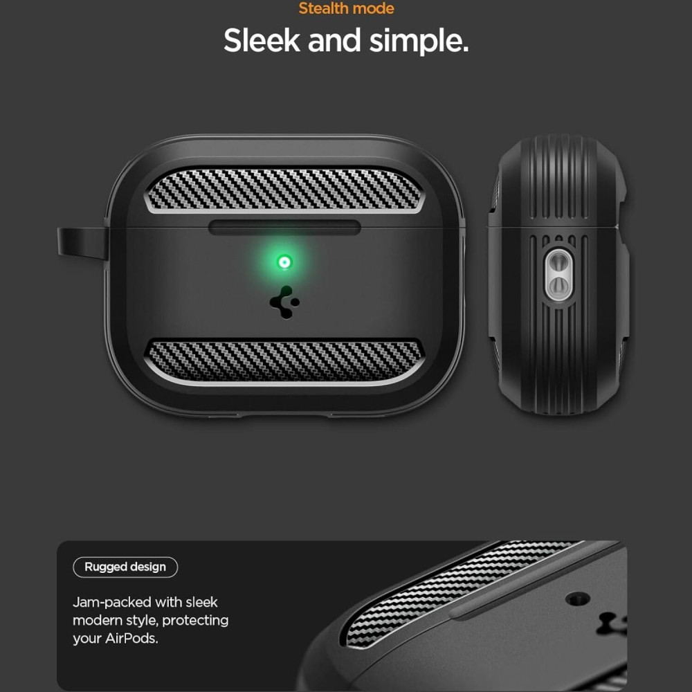 Θήκη AirPods Pro 3rd Gen Spigen Rugged Armor Ανθεκτική Σιλικόνης - Matte Black (ACS09822)