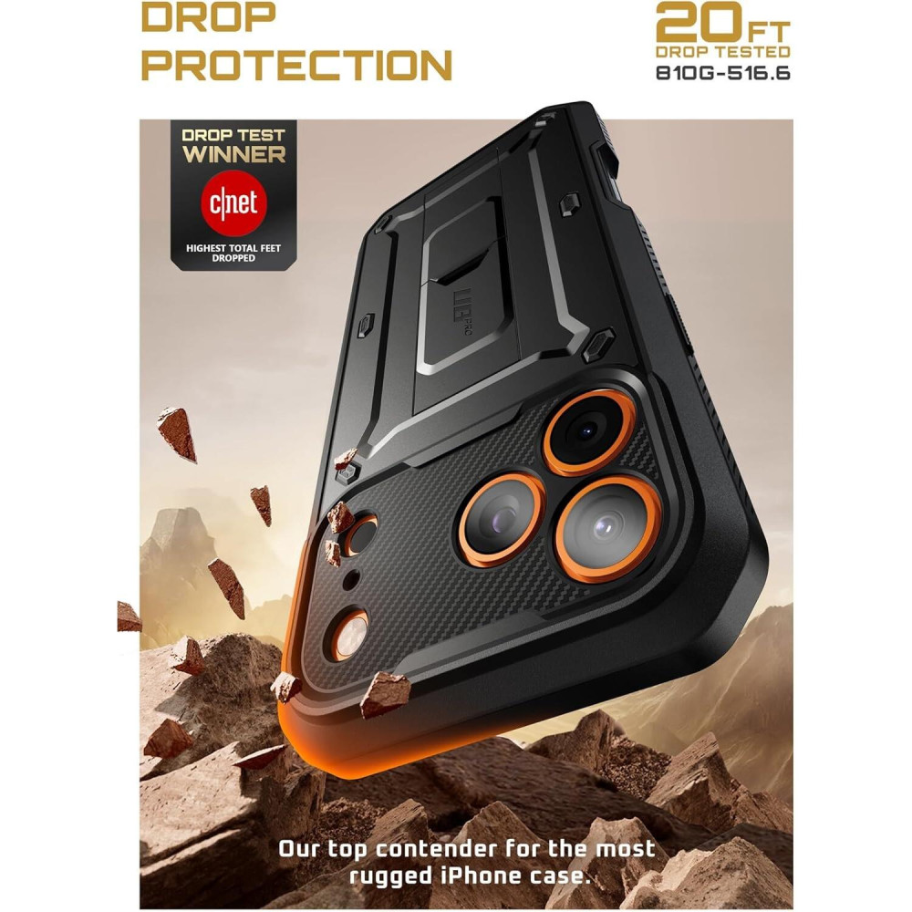 Θήκη iPhone 17 Pro Max Supcase Unicorn Beetle Pro Ανθεκτική Full Body 360° με KickStand - Black (843439159372)