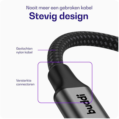 Καλώδιο Buddi Flex Φόρτισης και Μεταφοράς Δεδομένων USB-A σε MicroUSB 200cm 12W 5 Έτη Εγγύηση - Black (8719246467165)