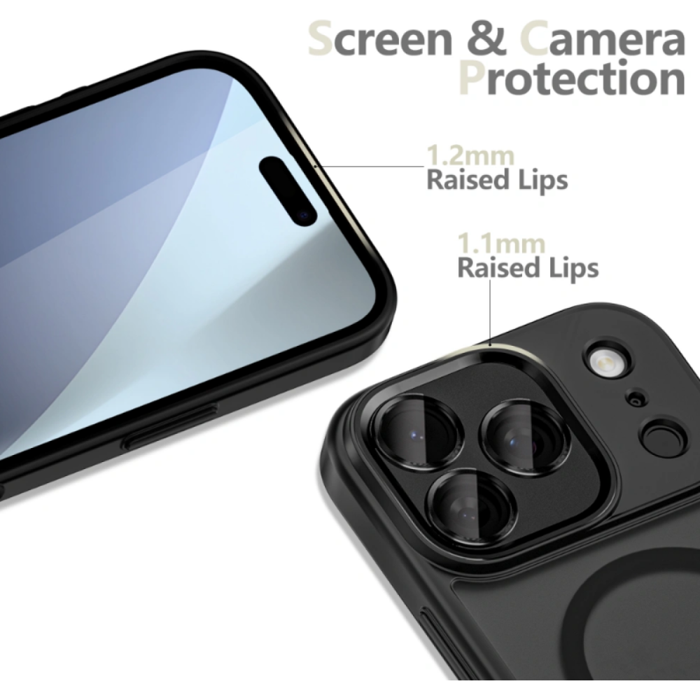 Θήκη iPhone 17 Pro Max Tech-Protect MagCam Σκληρή Ημιδιάφανη με MagSafe & Πλαίσιο Κάμερας - Matte Black (5906302330089)