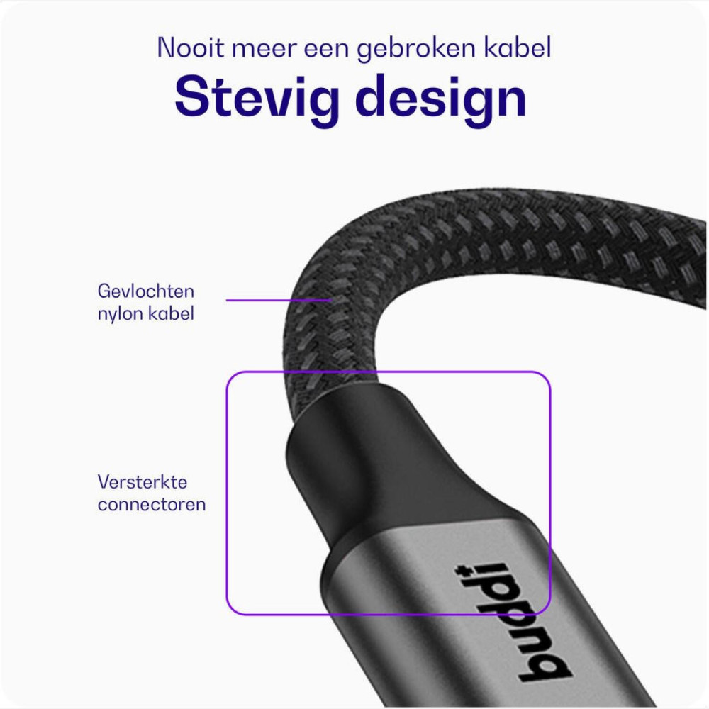 Καλώδιο Ήχου Buddi Flex 3.5mm Jack Aux Audio Cable 3.5mm Jack (male) σε 3.5mm Jack (male) 500cm 5 Έτη Εγγύηση - Black (8719246483110)