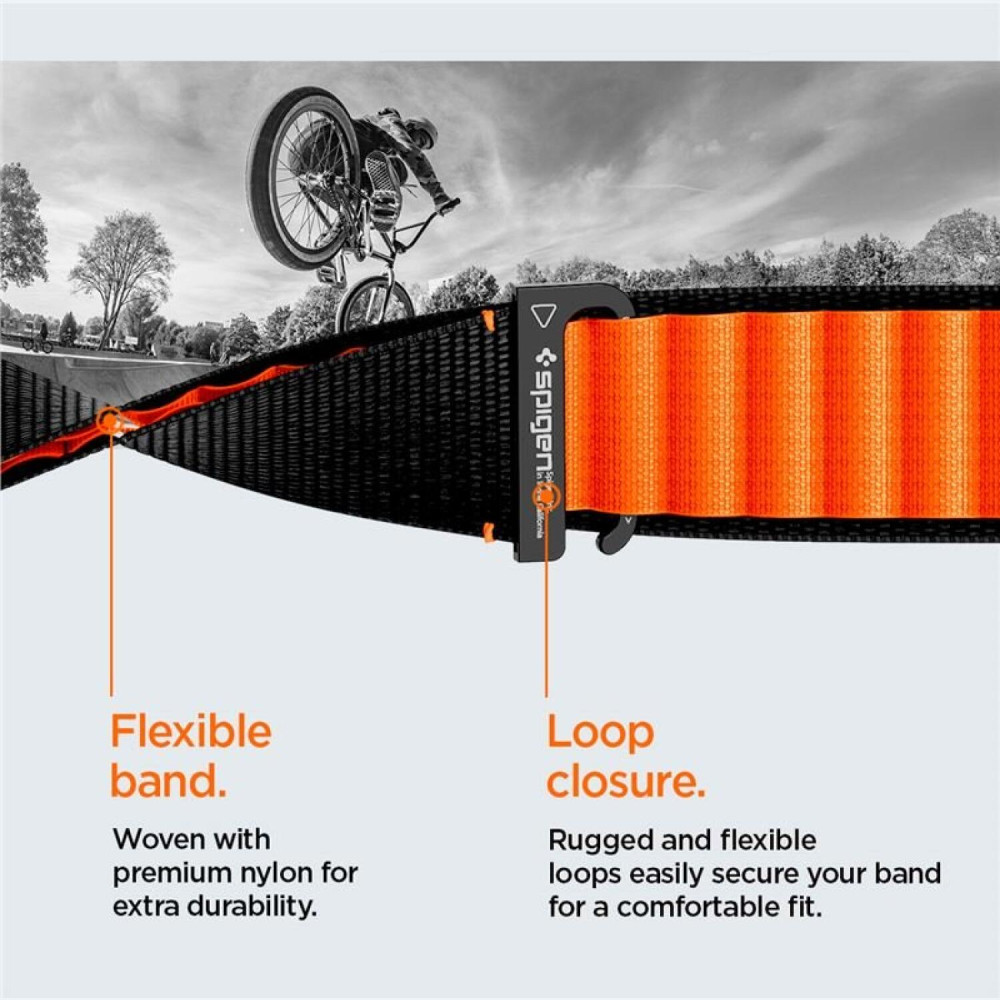 Λουράκι Apple Watch Ultra/SE/11/10/9/8/7/6/5/4 (49/46/45/44mm) Spigen WBF1 Υφασμάτινο - Black Orange (AMP10145)