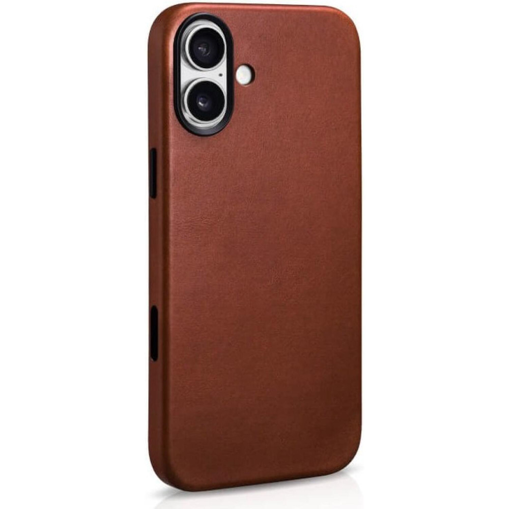 Θήκη iPhone 17 iCarer Leather Back Case With Camera Button Δερμάτινη με MagSafe & Μεταλλικό Πλαίσιο Κάμερας - Retro Brown (KJIP17250703-BN)