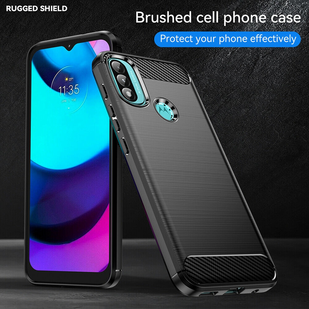 Techsuit Carbon Silicone - Θήκη Σιλικόνης Motorola Moto E40 / E30 / E20 - Black (5949419031395)