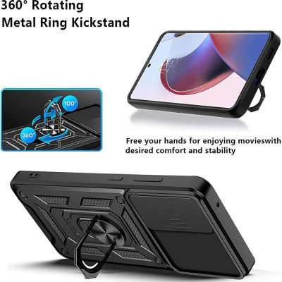 Techsuit CamShield - Ανθεκτική Θήκη με Κάλυμμα για την Κάμερα & Μεταλλικό Ring Holder - Motorola Edge 30 Ultra - Black (5949419070615)