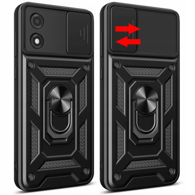 Techsuit CamShield - Ανθεκτική Θήκη με Κάλυμμα για την Κάμερα & Μεταλλικό Ring Holder - Motorola Moto E13 - Black (5949419070592)