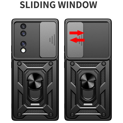 Techsuit CamShield - Ανθεκτική Θήκη με Κάλυμμα για την Κάμερα & Μεταλλικό Ring Holder - Honor 70 - Black (5949419070509)