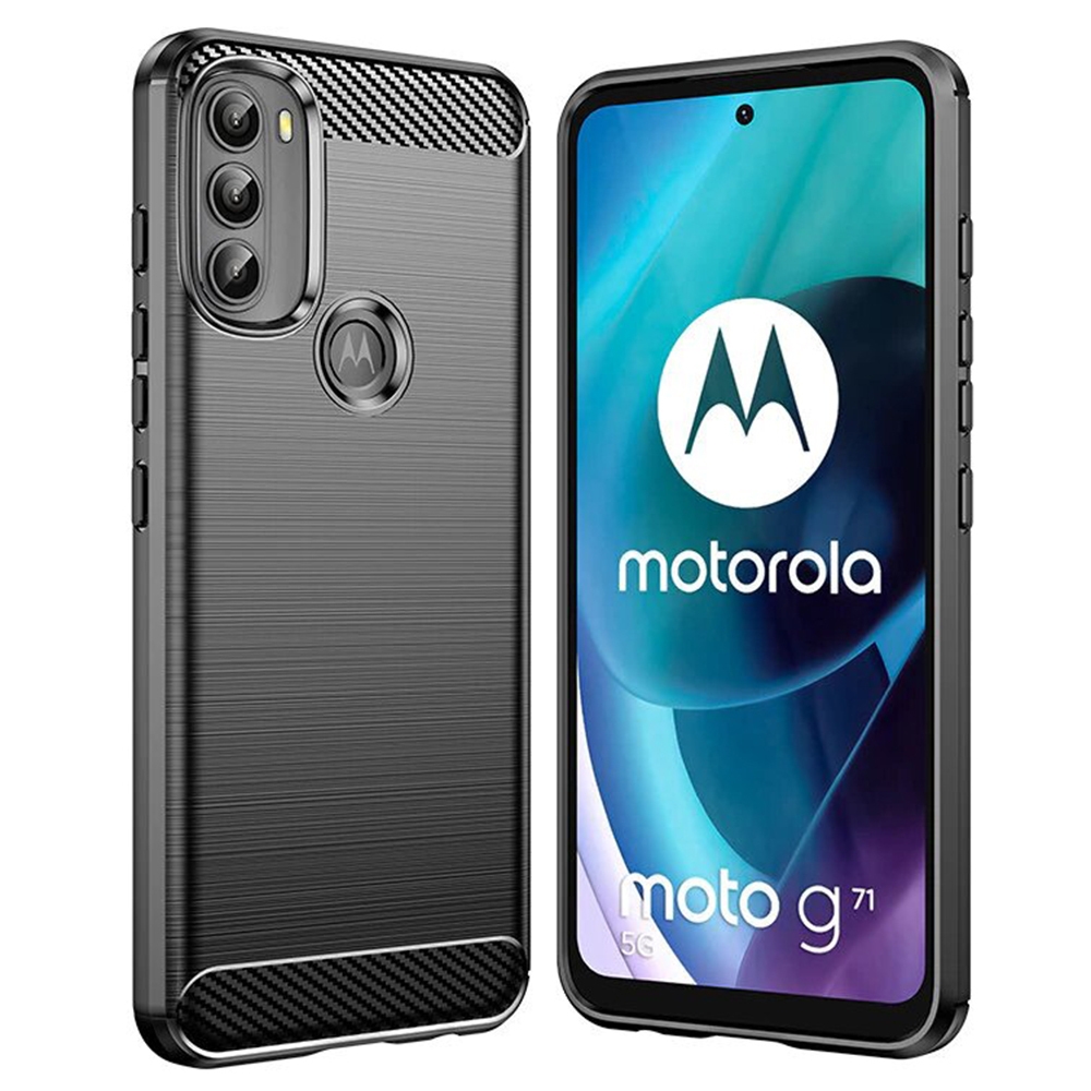 Techsuit Carbon Silicone - Θήκη Σιλικόνης Motorola Moto G71 5G - Black (5949419031166)