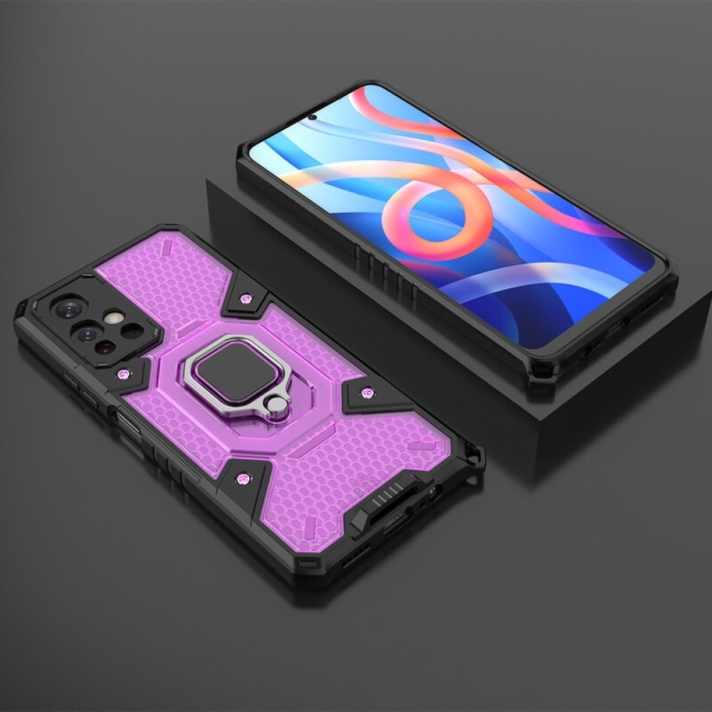 Techsuit Honeycomb Armor - Ανθεκτική Θήκη Xiaomi Poco M4 Pro 5G με Μεταλλικό Ring Holder - Rose Violet (5949419028135)