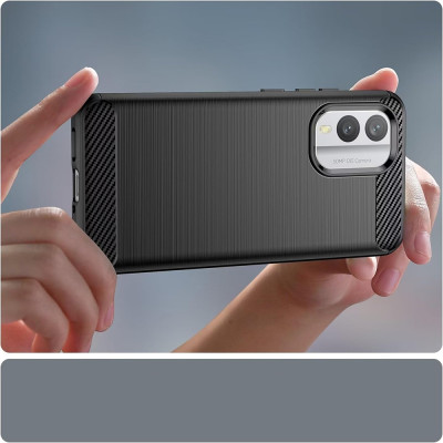 Θήκη Σιλικόνης - Nokia X30 - Techsuit Carbon Silicone - Black (5949419180987)