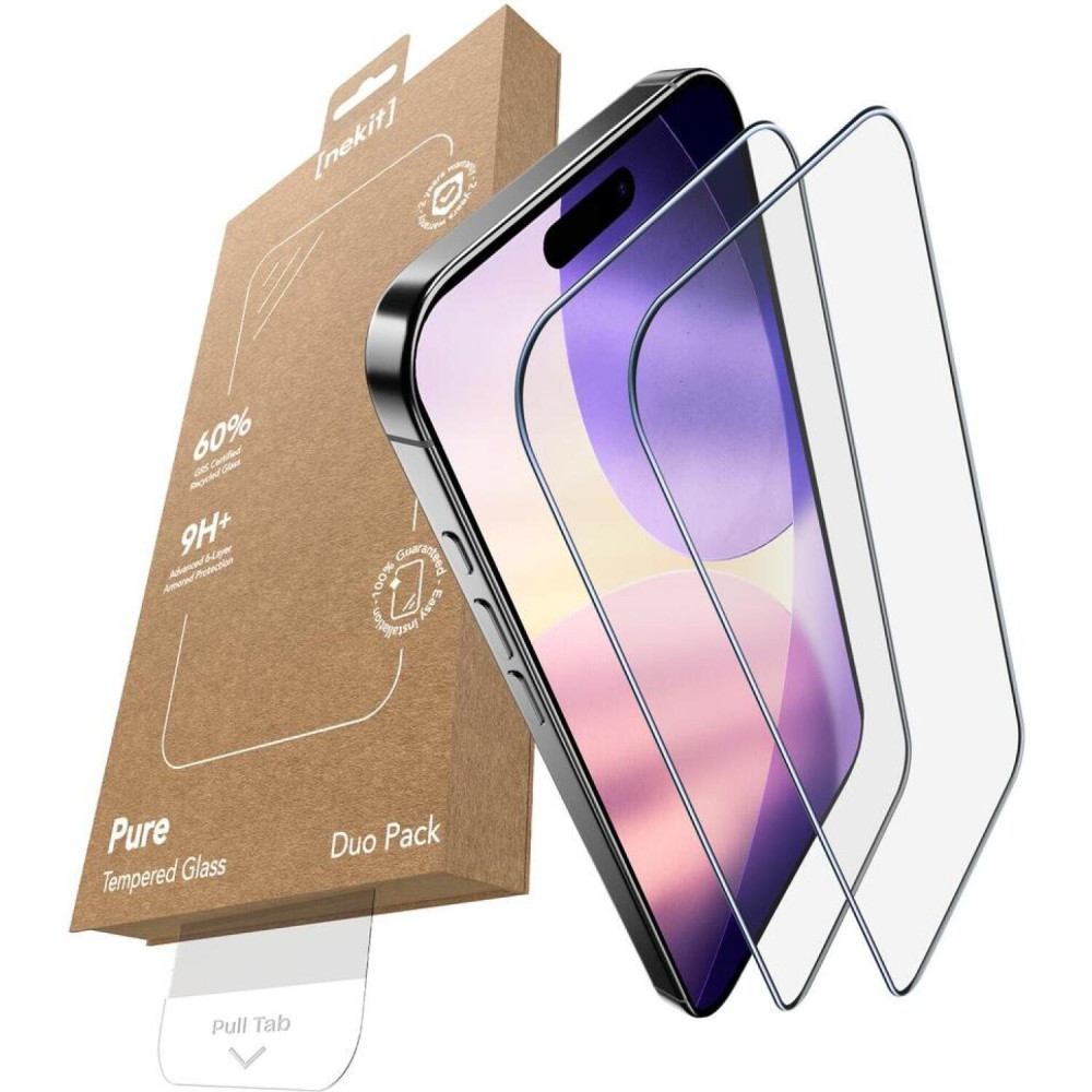 Tempered Glass iPhone 17 Pro Nekit Pure Premium Ανθεκτικό 9Η+ Full Face Αντιχαρακτικό Γυαλί Προστασίας Οθόνης με Απλικατέρ 2 Τεμάχια - Black (8719246492228)