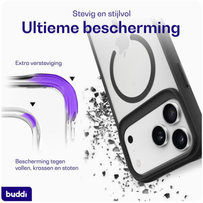 Θήκη iPhone 17 Pro Max Buddi Hybrid Σκληρή Ημιδιάφανη με MagSafe - Matte Black (8719246492600)