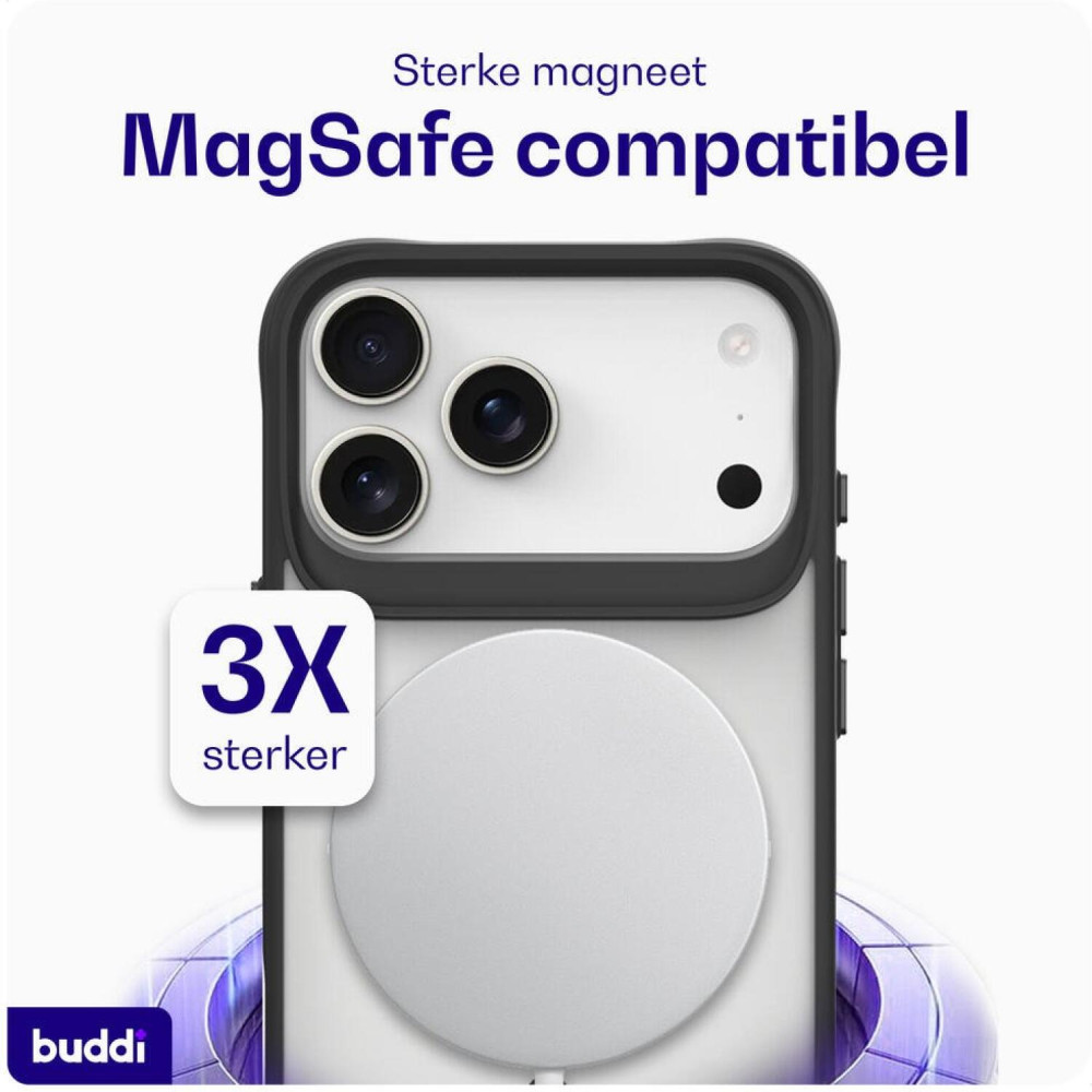 Θήκη iPhone 17 Pro Max Buddi Hybrid Σκληρή Ημιδιάφανη με MagSafe - Matte Black (8719246492600)