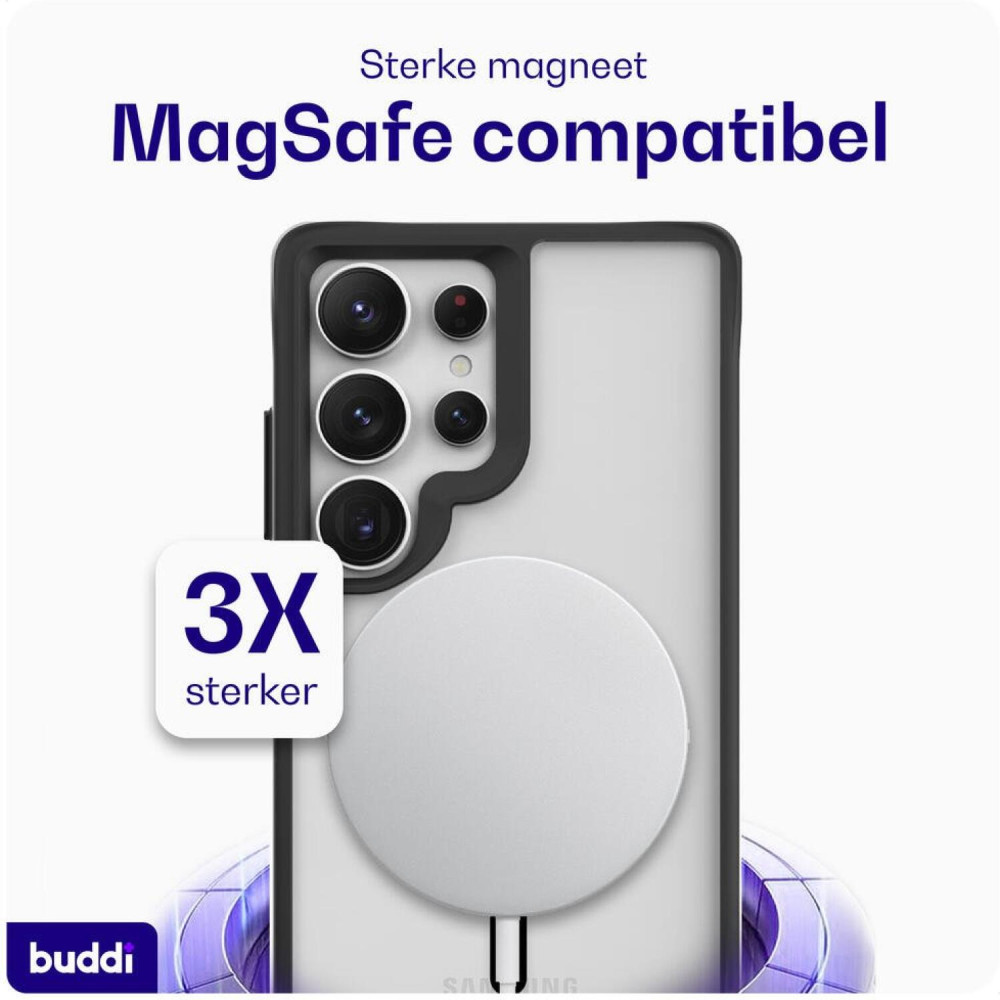 Θήκη Samsung Galaxy S25 Ultra Buddi Hybrid Σκληρή Ημιδιάφανη με MagSafe - Matte Black (8719246493096)