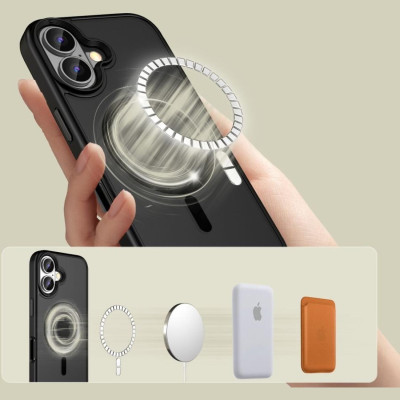 Θήκη iPhone 16 Bodycell MagSafe Backcover Σκληρή Ημιδιάφανη με MagSafe - Matte Black (5206015083761)