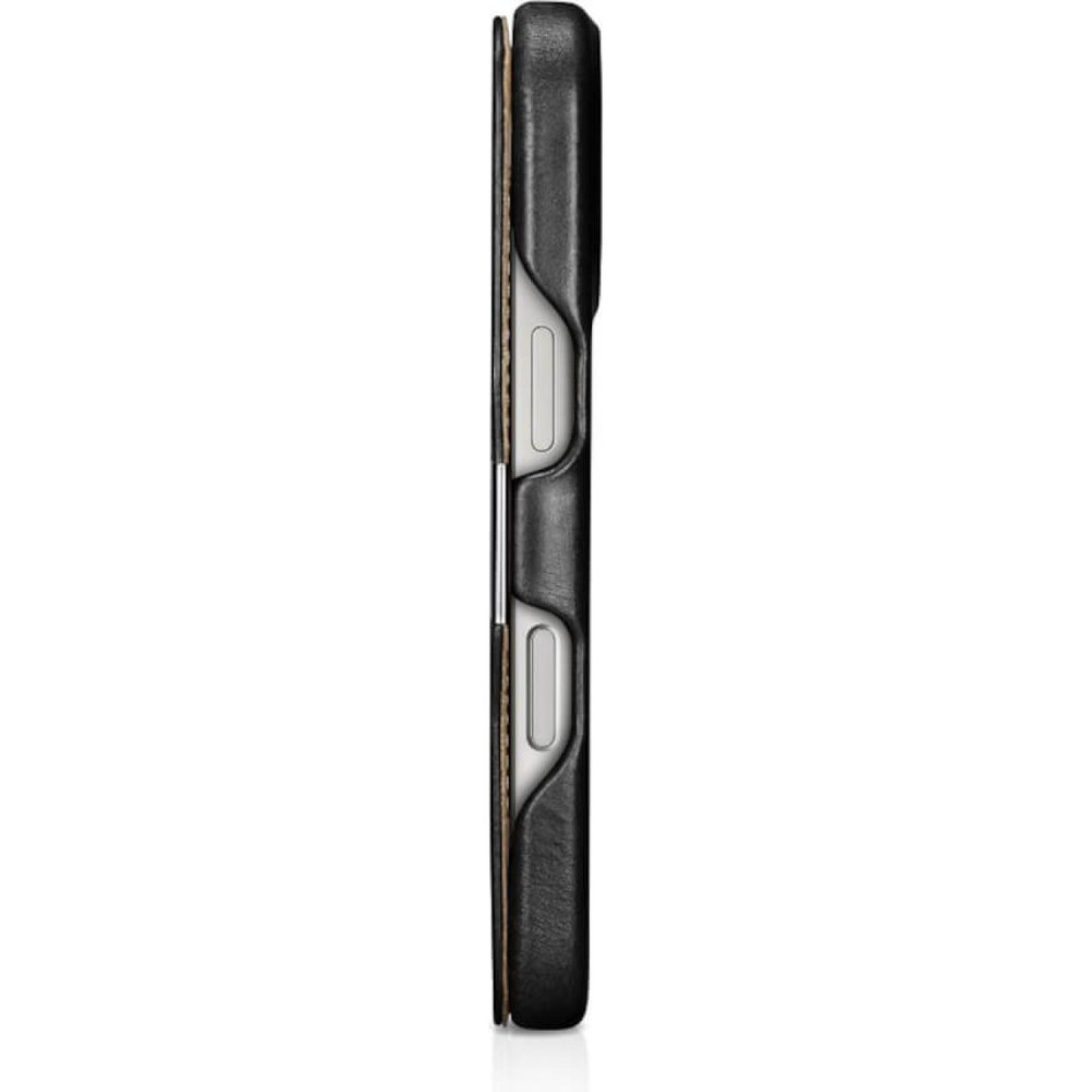 Θήκη iPhone 17 Pro iCarer Vintage Series Side-Open Flip Σκληρή Δερμάτινη με MagSafe - Black (WMI17250801-BK)
