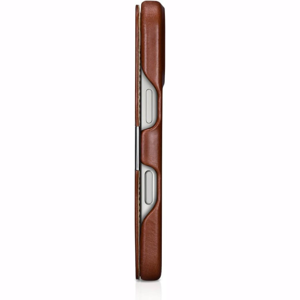 Θήκη iPhone 17 Pro iCarer Vintage Series Side-Open Flip Σκληρή Δερμάτινη με MagSafe - Retro Brown (WMI17250801-SN)