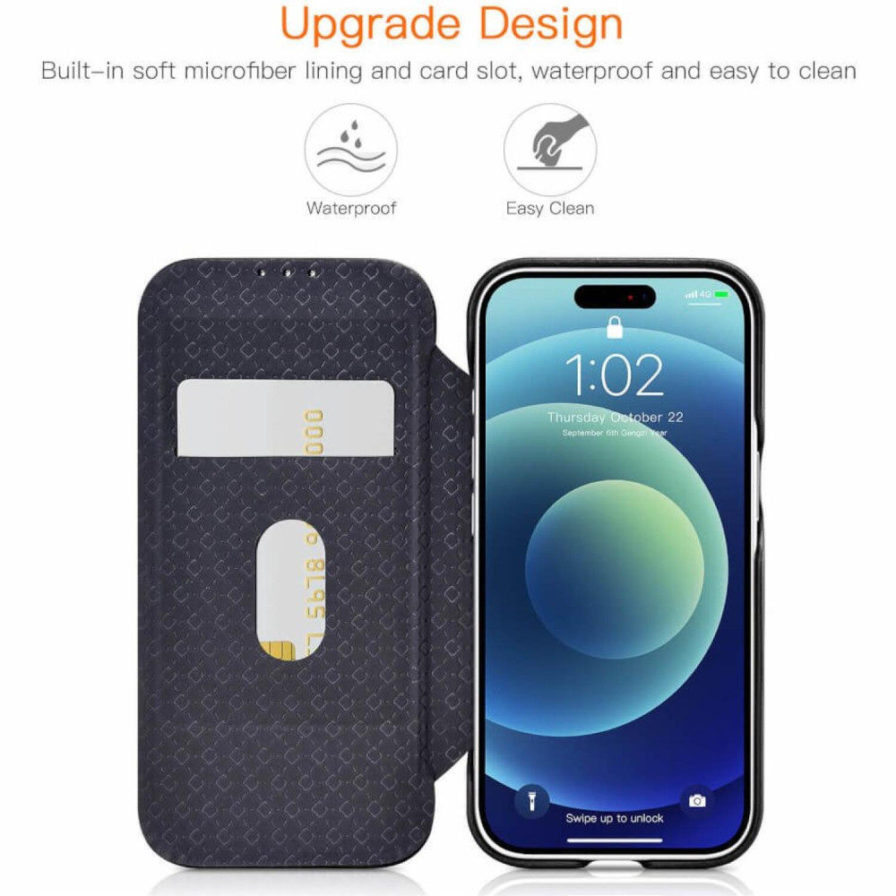 Θήκη iPhone 17 Pro Max iCarer Curved Edge Leather Folio with Magsafe Δερμάτινη Flip με MagSafe - Black (KJIP17250702-BK)