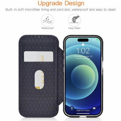 Θήκη iPhone 17 Pro Max iCarer Curved Edge Leather Folio with Magsafe Δερμάτινη Flip με MagSafe - Black (KJIP17250702-BK)