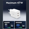 Φορτιστής Spigen EE472EU Essential Wall Charger GaN Γρήγορος Ταξιδιού / Αντάπτορας με 2 x Type-C 47W - White (ACH08707)