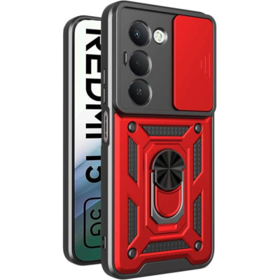Θήκη Xiaomi Redmi 15 5G Bodycell Armor Slide Ανθεκτική με Κάλυμμα για την Κάμερα & Μεταλλικό Ring Holder - Red (5206015084300)