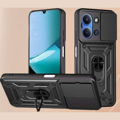 Θήκη Xiaomi Redmi 15C 5G / Poco C85 5G Bodycell Armor Slide Ανθεκτική με Κάλυμμα για την Κάμερα & Μεταλλικό Ring Holder - Black (5206015084355)