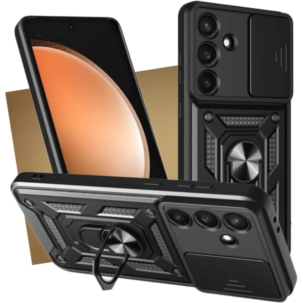 Θήκη Samsung Galaxy S25 FE Bodycell Armor Slide Ανθεκτική με Κάλυμμα για την Κάμερα & Μεταλλικό Ring Holder - Black (5206015084263)