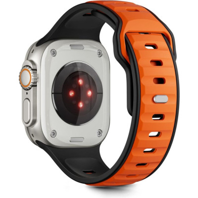 Λουράκι Apple Watch Ultra/SE/11/10/9/8/7/6/5/4 (49/46/45/44mm) Tech-Protect Iconband Line Σιλικόνης - Black / Orange (5906302333424)