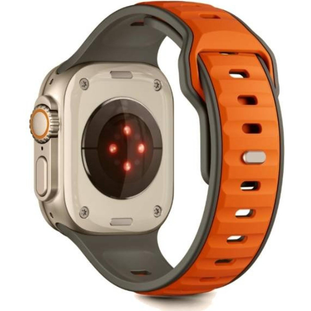 Λουράκι Apple Watch Ultra/SE/11/10/9/8/7/6/5/4 (49/46/45/44mm) Tech-Protect Iconband Line Σιλικόνης - Grey / Orange (5906302333431)