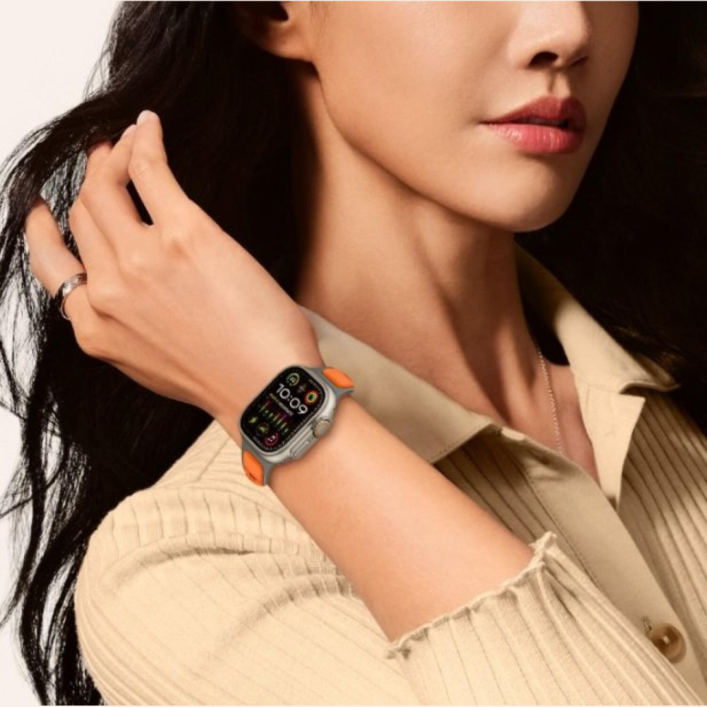 Λουράκι Apple Watch Ultra/SE/11/10/9/8/7/6/5/4 (49/46/45/44mm) Tech-Protect Iconband Line Σιλικόνης - Grey / Orange (5906302333431)