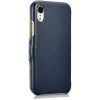Θήκη iPhone XR iCarer Luxury Series Side-Open Flip Δερμάτινη - Blue (RI907-BU)