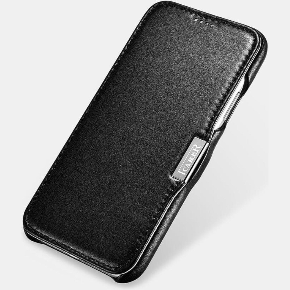 Θήκη iPhone XR iCarer Luxury Series Side-Open Flip Δερμάτινη - Black (RI907-BK)