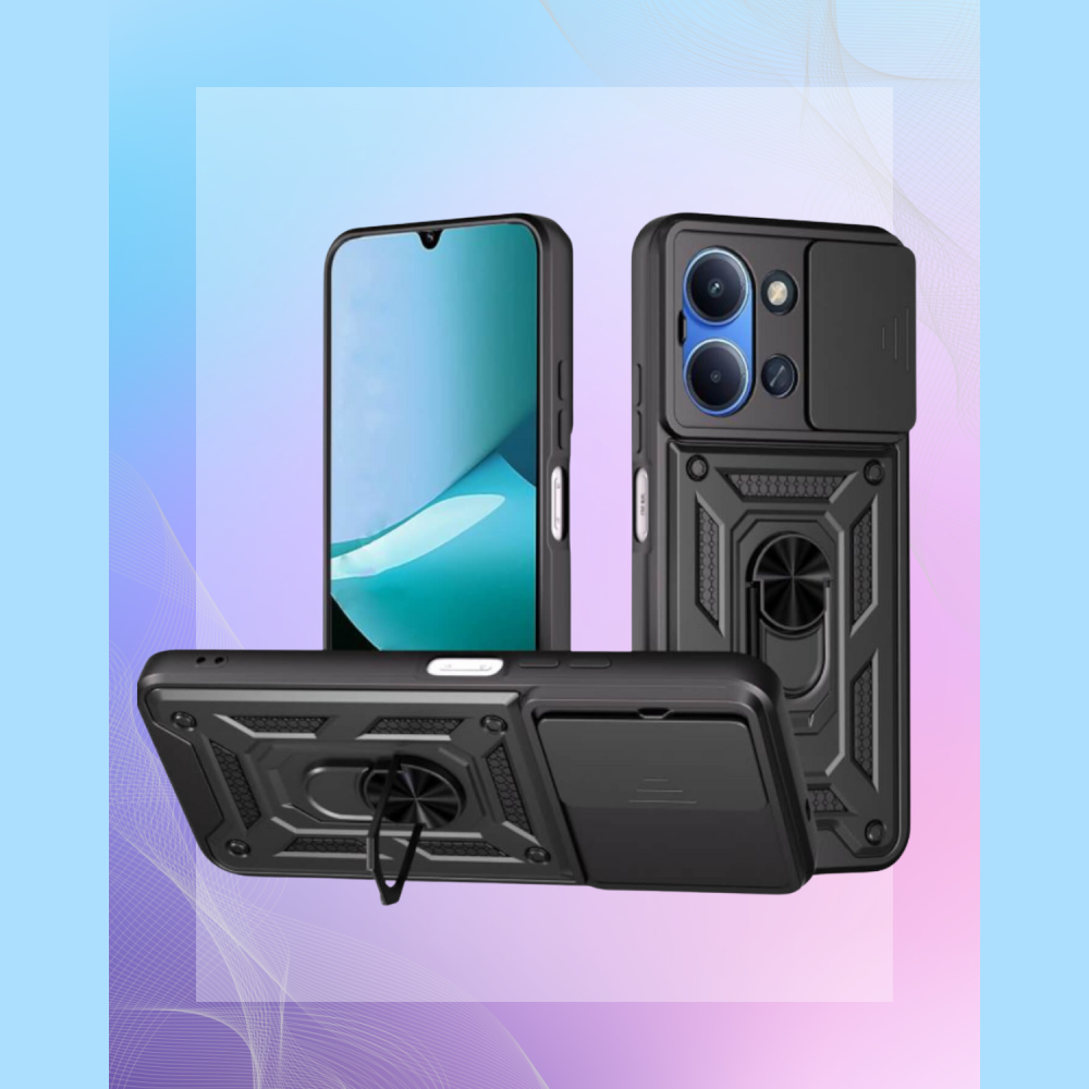 Θήκη Xiaomi Poco C85 4G Bodycell Armor Slide Ανθεκτική με Κάλυμμα για την Κάμερα & Μεταλλικό Ring Holder - Black (5206015084324)